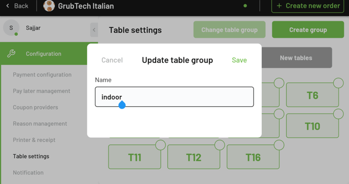 table group name