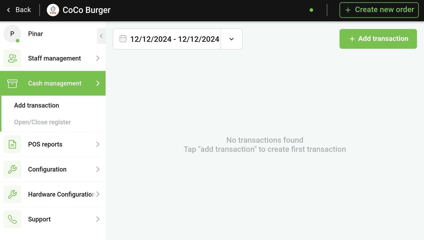 Add a transaction.