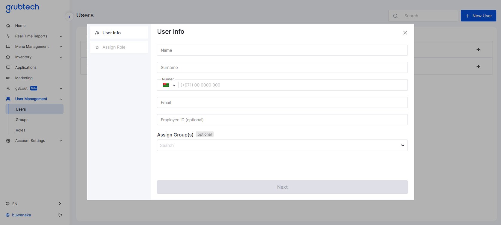 Create and Edit Users