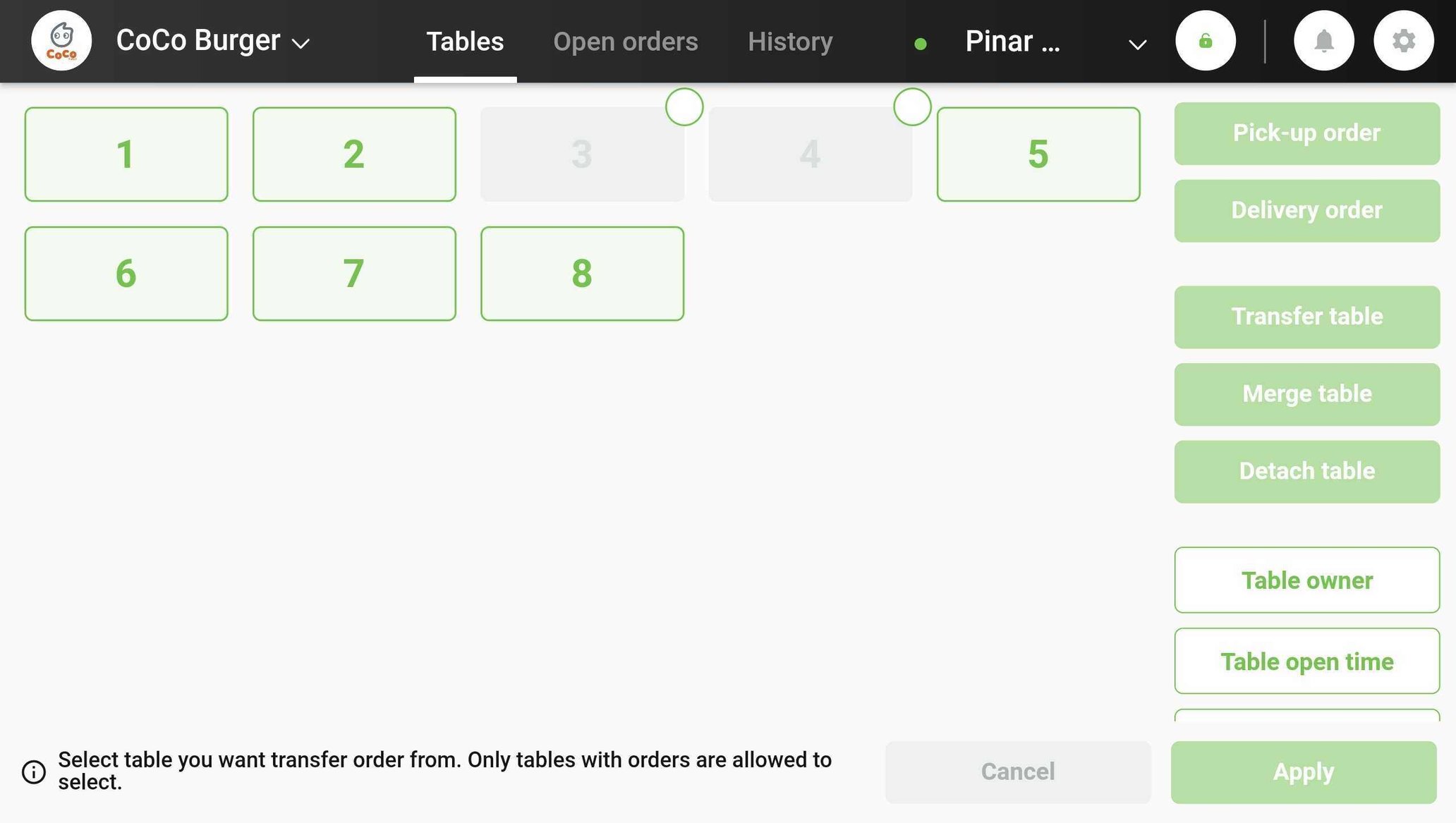 Transfer table.